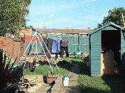 End of garden - little shed used to be on left behind swing and bikeshed