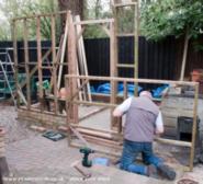 The carcass: reclaimed timber and new Wickes doorframe