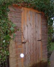 My shed door with arty bonus raindrop