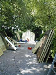 The shed arrives in bits...