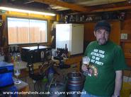 Beer shed: cleark.r setting up the beer pumps