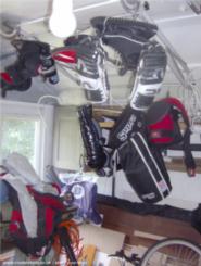 Dad's Fixit Shop /Wendy House/ Chalet: 1001 Uses for a shed. Number 42: Airing one's hockey kit...
