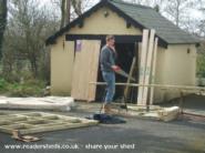 Me hard at work of shed - Wind Powered Shower Shed, 