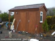 Wind Powered Shower Shed: Door handles on - external light up - thats the outside done!