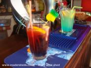 a couple of homemade cocktails of shed - the drunken duck, 