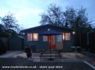 Night time front view of shed - The Rottie Arms, West Sussex