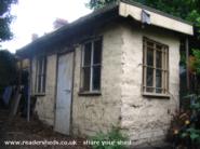 front view of shed - trombone shed, 