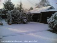 Compost Lodge in snow. of shed - Compost Lodge, Norfolk