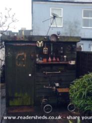 O.S.M Ind Developmental Hub: Front of shed featuring my drift wood collection cart...
