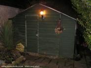 Shed at night with new security lantern of shed - Workshopshed, Greater London