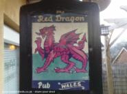Pub sign of shed - The Red Dragon (chataux delux), Bridgend