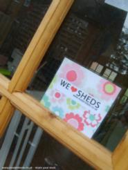 WE LOVE SHEDS...My window sticker or drinks mat even of shed - HERS, Shropshire