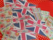 Union Jack 'we love sheds' window stickers of shed - HERS, Shropshire