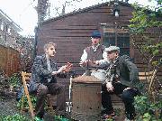 ShedMan, Profit and MasterChef outside the shed of shed - ShedMan Productions, 