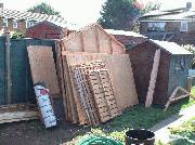 The shed has arrived! (wheelie bin locker leant on the front) of shed - Pauls Private Part!, 