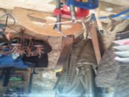 trombone shed: Nothing can fasten to the walls, so everything has to hang from the roof