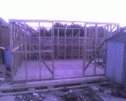 Wall frames go up of shed - House of the Silver Ball, 