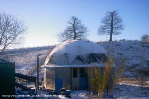 Snow on the dome of shed - Eco Dome, Cumbria