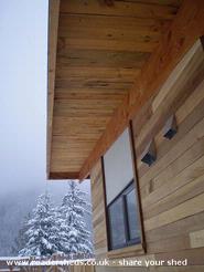 Side detail, winter of shed - Eco-Shed, British Columbia