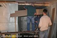 Studio Portraits: and on went the plasterboards, with a bit of help from Lee, Mossy and Craig