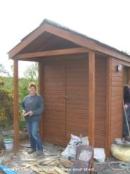 Wind Powered Shower Shed: Side door built and put on