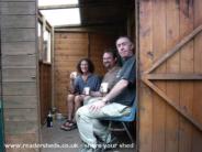 the shed buildiers celebrate with fizz of shed - Keith, 