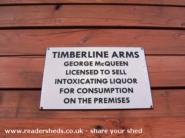 name above the door of shed - timberline arms, Tyne and Wear