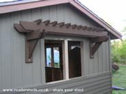 Shed build in progress: attached the arbor of shed - Greengate Shed, 