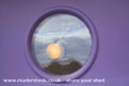 porthole of shed - the world famous moonroom, East Midlands