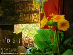 haunted swing sign of shed - the Den, 