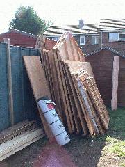 The shed has arrived! (wheelie bin locker leant on the front) of shed - Pauls Private Part!, 