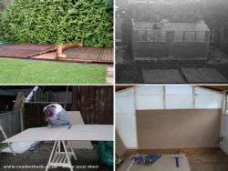 A few pics of the shed being built - yes that is me with a saw! of shed - In The Shed, Shropshire