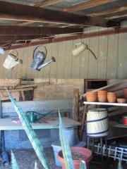Inside potting shed, worktable of shed - Karen's Potting Shed, 