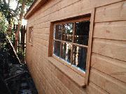 side windows glazed of shed - cottage in the woods, 