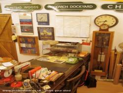 Colne Valley Postal History Museum: The Victorian counter with equipment, master clock, home safes and small objects display