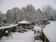 View in Winter of shed - Carol's Potting Shed, 