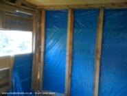 internal sheeting used for water proofing of shed - Alan's Shed, Greater London