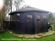 shutters and blinds open of shed - the rugby pub, Suffolk