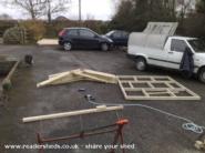 Roof struts and internal wall of shed - Wind Powered Shower Shed, 