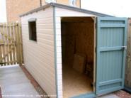 Painted, trimmed, door on of shed - Alan's shed, 