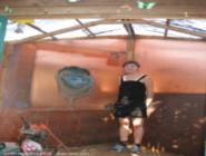 Inside freshly clad in copper of shed - Heaven Shed, 
