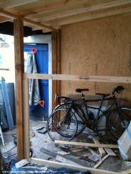 Shed/office divider under construction of shed - One Grand Designs Shed, Liverpool