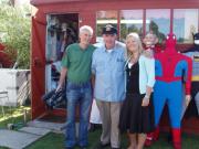 Kite Shed: Outside kite shed with flying friends and BBC Northwest Tonight tv crew