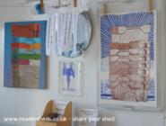 Stacks above the work station - 'Business end' of shed - Dungeness open studios - Studio 1, Kent