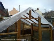 roof with layer of visqueen on of shed - corkys shed, North Yorkshire