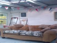 bunting ! of shed - Mr Farrs' supershed, Vale of Glamorgan