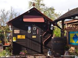 Entrance with relocated water barrel of shed - 'The Studio', Worcestershire