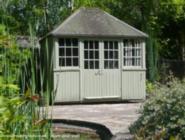 the pondhouse in its full painted glory of shed - My Mombasa inspired Pondhouse, West Midlands