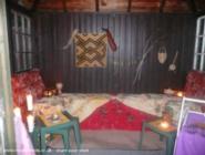 inside nightatmosphere of shed - My Mombasa inspired Pondhouse, West Midlands