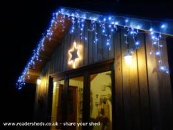 Huttli dressed up for Xmas. of shed - Huttli, Denbighshire